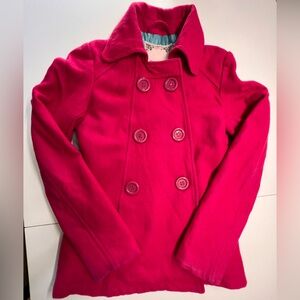 Forever Audrey Wool Women's Double-Breasted Pea Coat - Pink